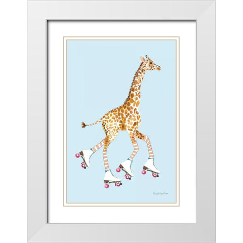 Giraffe Joy Ride II White Modern Wood Framed Art Print with Double Matting by Charro, Mercedes Lopez
