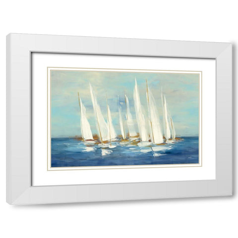 Regatta Sail White Modern Wood Framed Art Print with Double Matting by Purinton, Julia