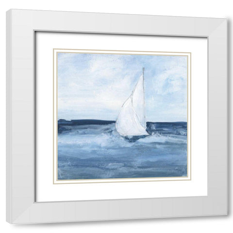 Sailboats I White Modern Wood Framed Art Print with Double Matting by Paschke, Chris