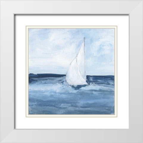Sailboats I White Modern Wood Framed Art Print with Double Matting by Paschke, Chris