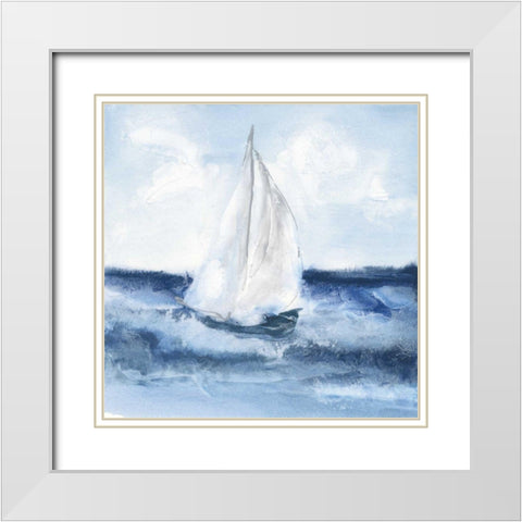 Sailboats II White Modern Wood Framed Art Print with Double Matting by Paschke, Chris