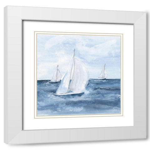 Sailboats V White Modern Wood Framed Art Print with Double Matting by Paschke, Chris
