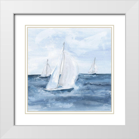 Sailboats V White Modern Wood Framed Art Print with Double Matting by Paschke, Chris