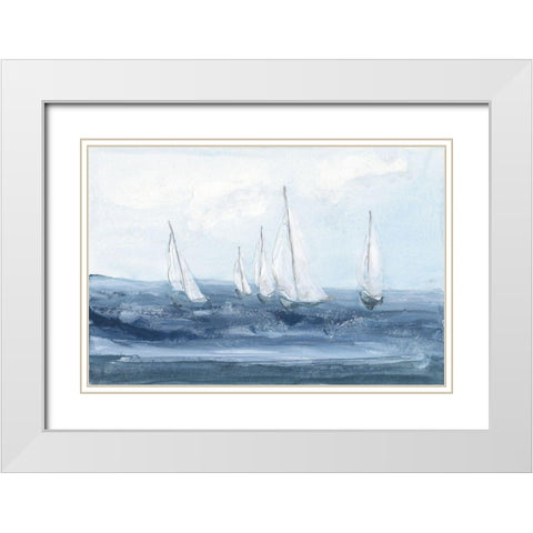 Group Sail I White Modern Wood Framed Art Print with Double Matting by Paschke, Chris