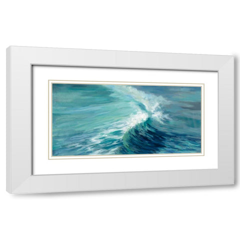 Aquamarine Wave White Modern Wood Framed Art Print with Double Matting by Vassileva, Silvia