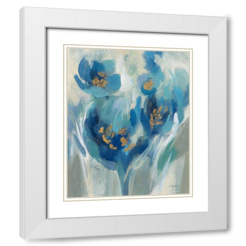 Blue Fairy Tale Floral II White Modern Wood Framed Art Print with Double Matting by Vassileva, Silvia