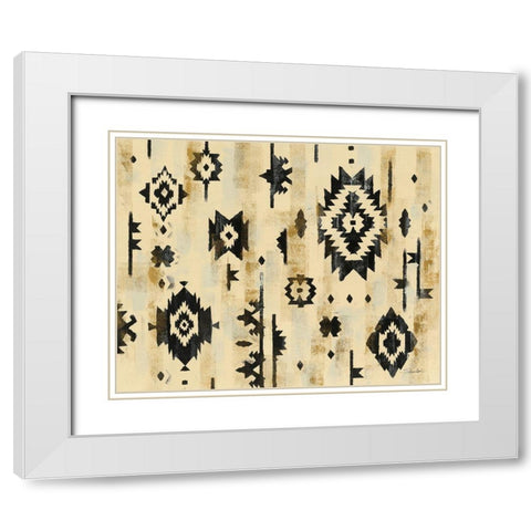 Ivory and Black Pattern White Modern Wood Framed Art Print with Double Matting by Vassileva, Silvia