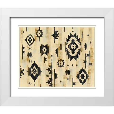 Ivory and Black Pattern White Modern Wood Framed Art Print with Double Matting by Vassileva, Silvia
