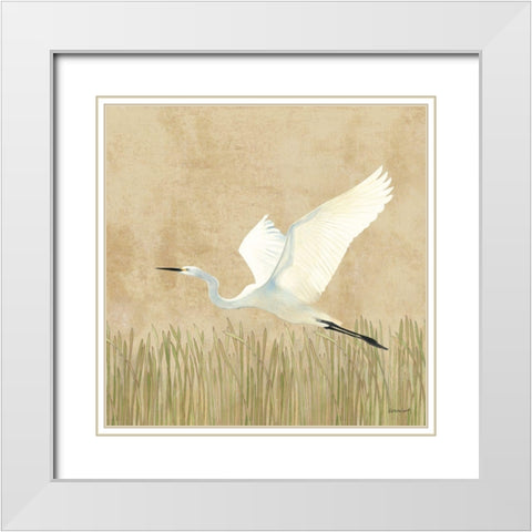 Egret Alighting II Flipped Neutral White Modern Wood Framed Art Print with Double Matting by Lovell, Kathrine