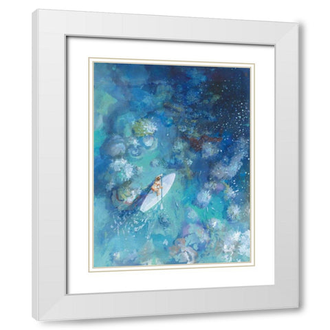 Paddle Board Exploring I White Modern Wood Framed Art Print with Double Matting by Nai, Danhui