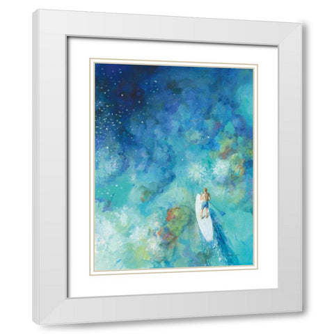 Paddle Board Exploring II White Modern Wood Framed Art Print with Double Matting by Nai, Danhui