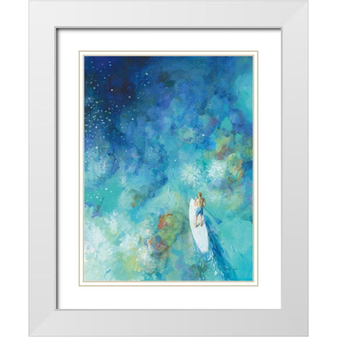 Paddle Board Exploring II White Modern Wood Framed Art Print with Double Matting by Nai, Danhui