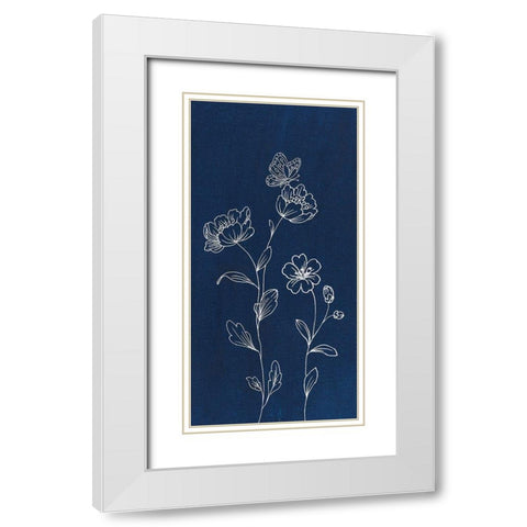 Blue Butterfly Garden I White Modern Wood Framed Art Print with Double Matting by Nai, Danhui