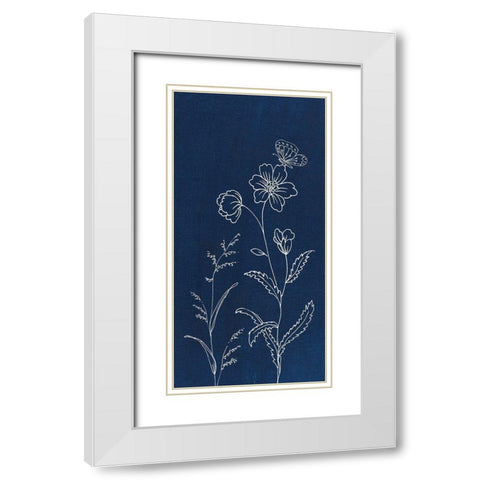 Blue Butterfly Garden II White Modern Wood Framed Art Print with Double Matting by Nai, Danhui