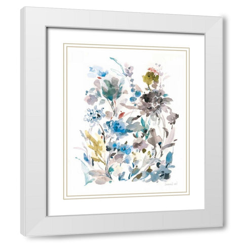 Breezy Florals II Colorful White Modern Wood Framed Art Print with Double Matting by Nai, Danhui