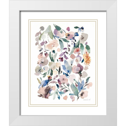 Breezy Florals III Colorful White Modern Wood Framed Art Print with Double Matting by Nai, Danhui