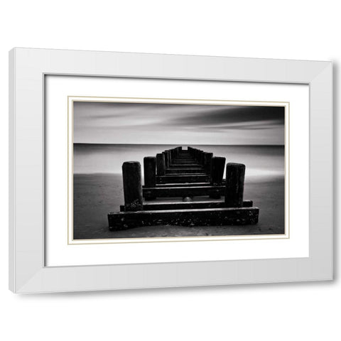 Coney Island Pier BW White Modern Wood Framed Art Print with Double Matting by Gendreau, Katherine