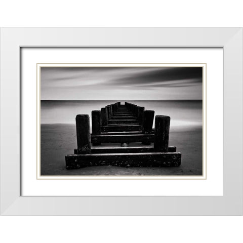 Coney Island Pier BW White Modern Wood Framed Art Print with Double Matting by Gendreau, Katherine