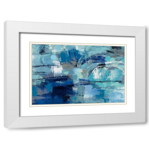 Blue Ultramarine Waves White Modern Wood Framed Art Print with Double Matting by Vassileva, Silvia