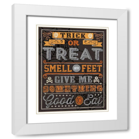 Halloween Talk I Orange White Modern Wood Framed Art Print with Double Matting by Pela Studio