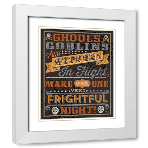 Halloween Talk II Orange White Modern Wood Framed Art Print with Double Matting by Pela Studio