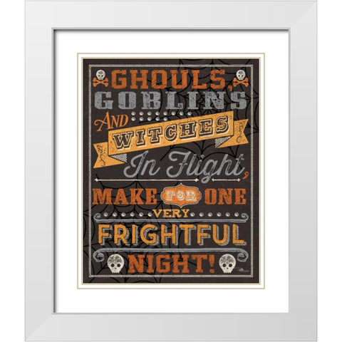 Halloween Talk II Orange White Modern Wood Framed Art Print with Double Matting by Pela Studio