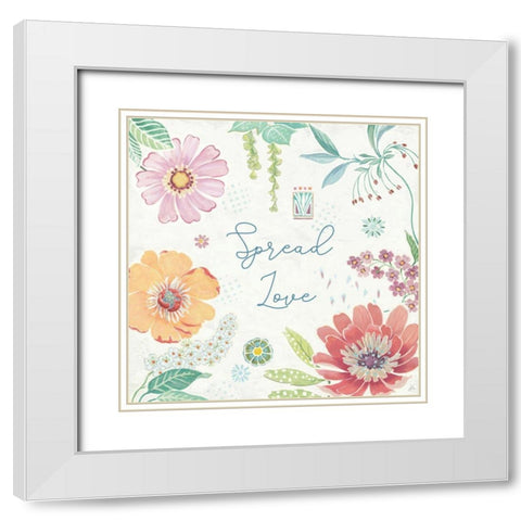 Happy Meadow V White Modern Wood Framed Art Print with Double Matting by Brissonnet, Daphne