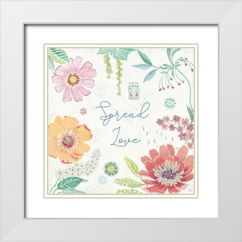 Happy Meadow V White Modern Wood Framed Art Print with Double Matting by Brissonnet, Daphne