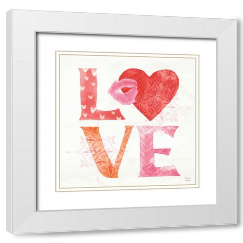 Love Always III White Modern Wood Framed Art Print with Double Matting by June, Dina