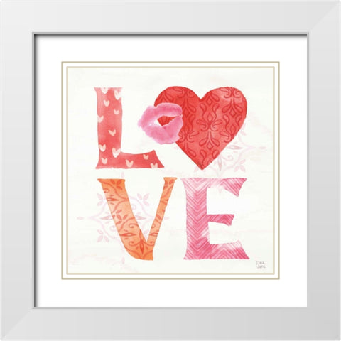 Love Always III White Modern Wood Framed Art Print with Double Matting by June, Dina