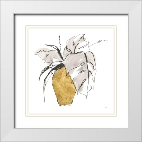 Delicate Gilded Vase III White Modern Wood Framed Art Print with Double Matting by Paschke, Chris