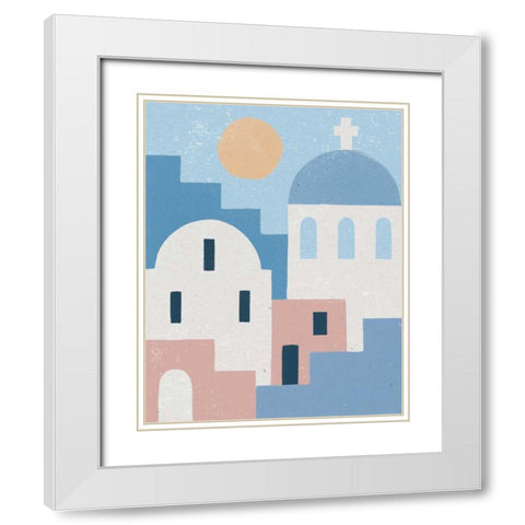 Santorini Summer I White Modern Wood Framed Art Print with Double Matting by Hershey, Moira
