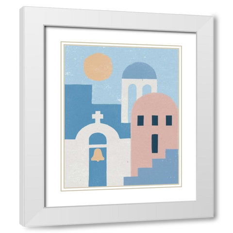 Santorini Summer II White Modern Wood Framed Art Print with Double Matting by Hershey, Moira