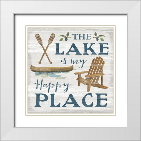 Lakeside Retreat IX Canoe White Modern Wood Framed Art Print with Double Matting by Vassileva, Silvia