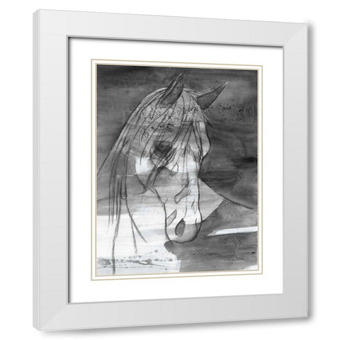 Moonlight BW White Modern Wood Framed Art Print with Double Matting by Hristova, Albena