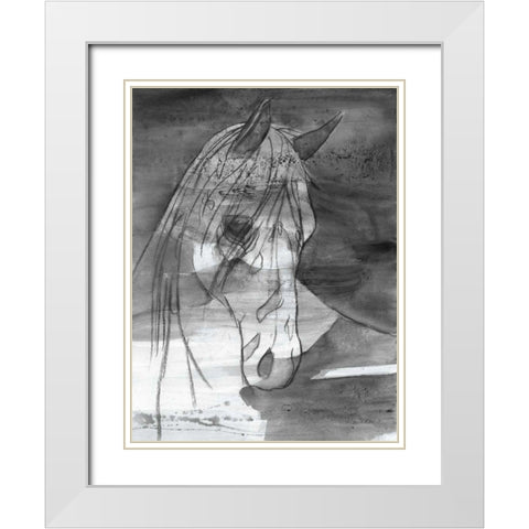 Moonlight BW White Modern Wood Framed Art Print with Double Matting by Hristova, Albena