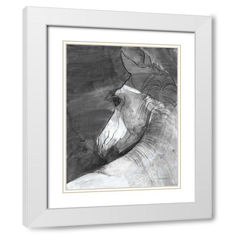 Shadow BW White Modern Wood Framed Art Print with Double Matting by Hristova, Albena