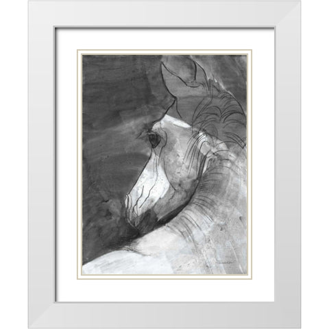 Shadow BW White Modern Wood Framed Art Print with Double Matting by Hristova, Albena