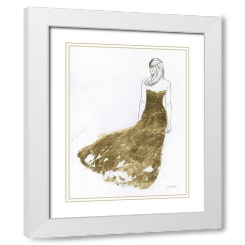 Gold Dress I White Modern Wood Framed Art Print with Double Matting by Wiens, James