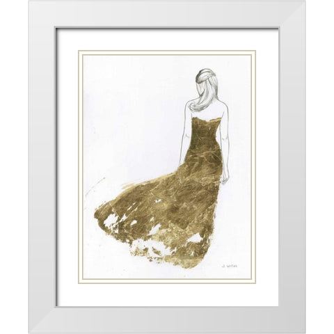 Gold Dress I White Modern Wood Framed Art Print with Double Matting by Wiens, James