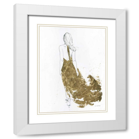 Gold Dress II White Modern Wood Framed Art Print with Double Matting by Wiens, James