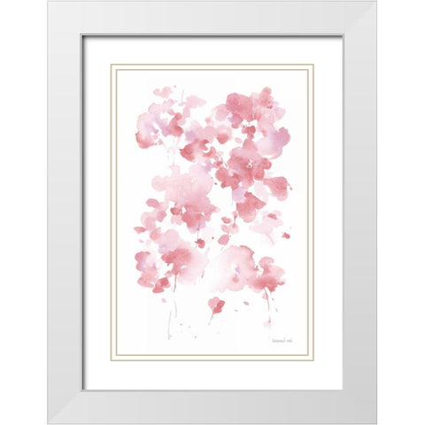 Cascading Petals I Pink White Modern Wood Framed Art Print with Double Matting by Nai, Danhui