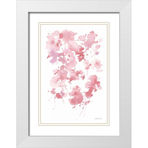 Cascading Petals II Pink White Modern Wood Framed Art Print with Double Matting by Nai, Danhui