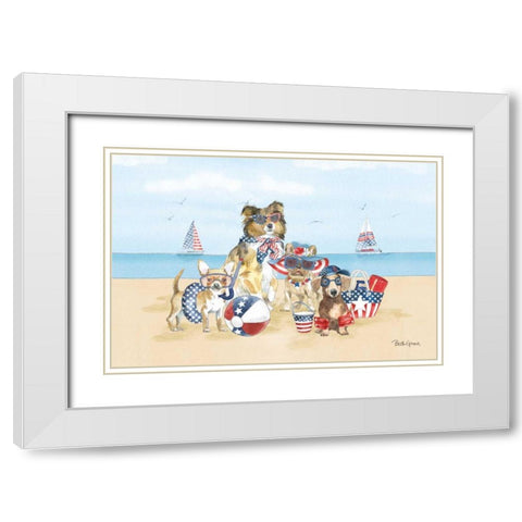 Patriotic Paws I White Modern Wood Framed Art Print with Double Matting by Grove, Beth