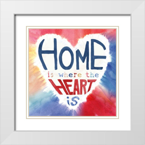 Rainbow Love II White Modern Wood Framed Art Print with Double Matting by June, Dina