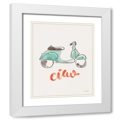 Ciao Vespa I White Modern Wood Framed Art Print with Double Matting by Penner, Janelle