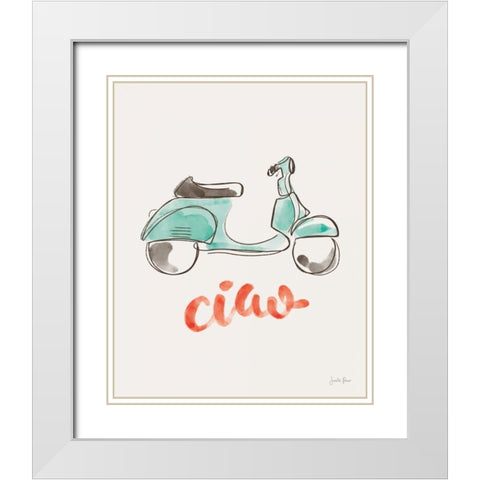 Ciao Vespa I White Modern Wood Framed Art Print with Double Matting by Penner, Janelle