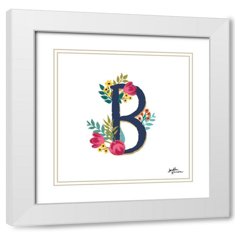 Romantic Luxe B Navy White Modern Wood Framed Art Print with Double Matting by Penner, Janelle