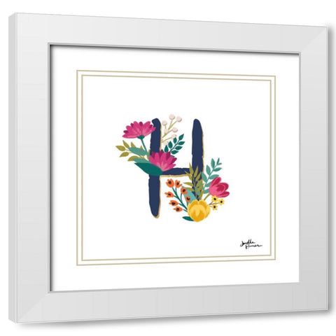 Romantic Luxe H Navy White Modern Wood Framed Art Print with Double Matting by Penner, Janelle