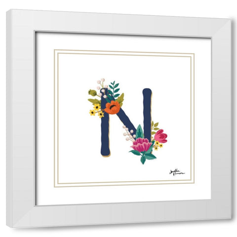 Romantic Luxe N Navy White Modern Wood Framed Art Print with Double Matting by Penner, Janelle